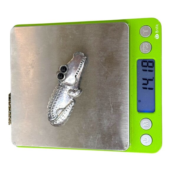 Sterling Silver Alligator Brooch Black Onyx Eyes UF Gators University FL Gift - Picture 5 of 5